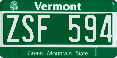 VT license plate ZSF594