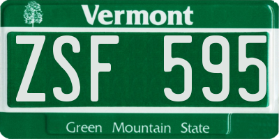 VT license plate ZSF595