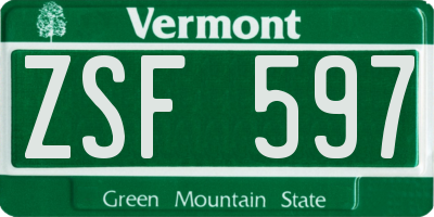 VT license plate ZSF597