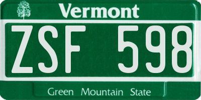 VT license plate ZSF598