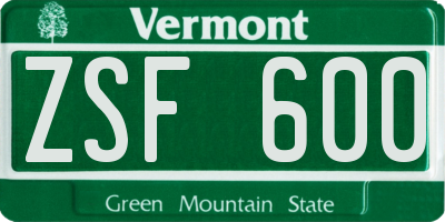 VT license plate ZSF600