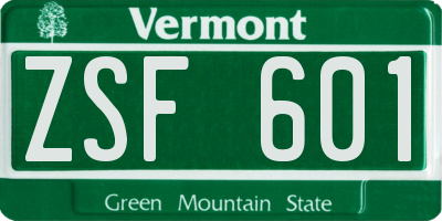 VT license plate ZSF601