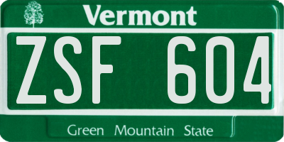 VT license plate ZSF604