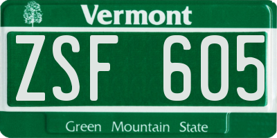 VT license plate ZSF605