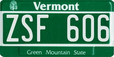 VT license plate ZSF606