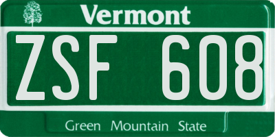 VT license plate ZSF608
