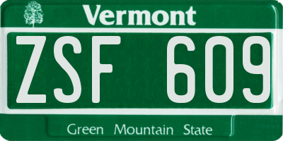 VT license plate ZSF609