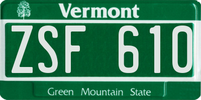 VT license plate ZSF610