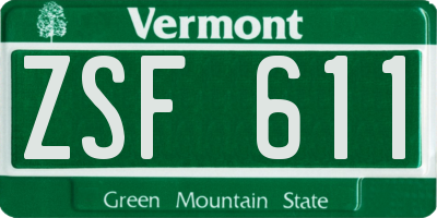 VT license plate ZSF611
