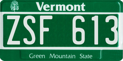 VT license plate ZSF613