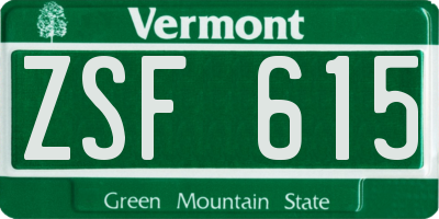 VT license plate ZSF615