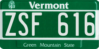 VT license plate ZSF616