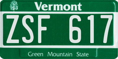 VT license plate ZSF617