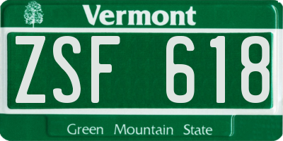 VT license plate ZSF618