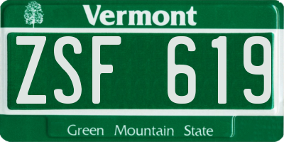 VT license plate ZSF619
