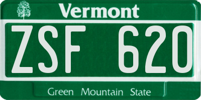 VT license plate ZSF620