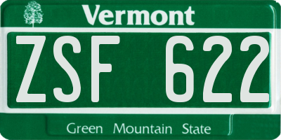 VT license plate ZSF622