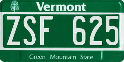 VT license plate ZSF625