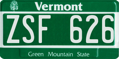 VT license plate ZSF626