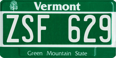 VT license plate ZSF629