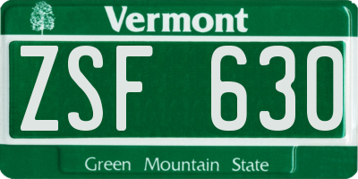 VT license plate ZSF630