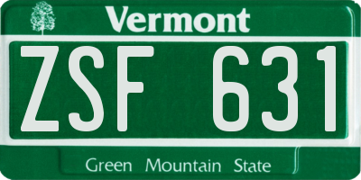 VT license plate ZSF631