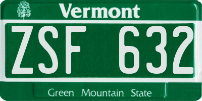 VT license plate ZSF632