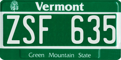 VT license plate ZSF635