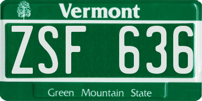 VT license plate ZSF636