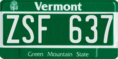 VT license plate ZSF637