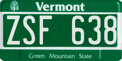 VT license plate ZSF638