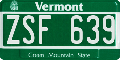 VT license plate ZSF639
