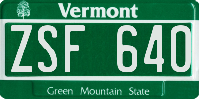 VT license plate ZSF640