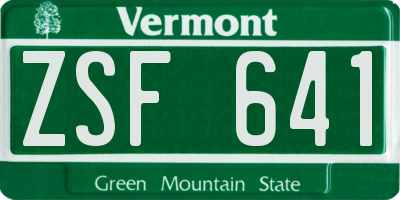 VT license plate ZSF641