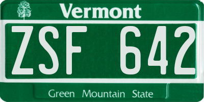 VT license plate ZSF642