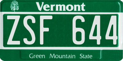 VT license plate ZSF644
