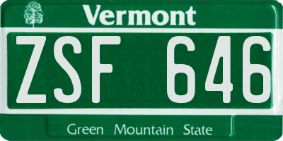 VT license plate ZSF646