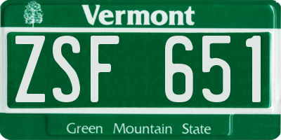 VT license plate ZSF651