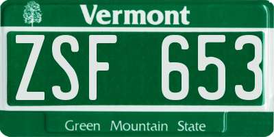 VT license plate ZSF653