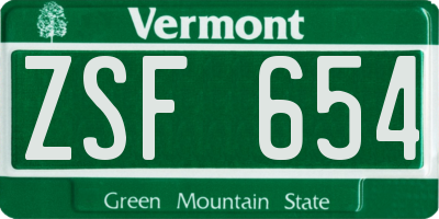 VT license plate ZSF654