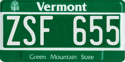 VT license plate ZSF655