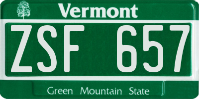 VT license plate ZSF657