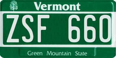 VT license plate ZSF660