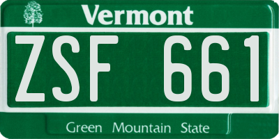 VT license plate ZSF661