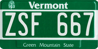 VT license plate ZSF667