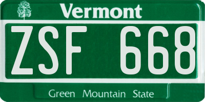 VT license plate ZSF668
