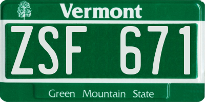 VT license plate ZSF671