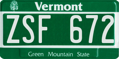 VT license plate ZSF672