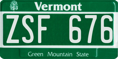 VT license plate ZSF676