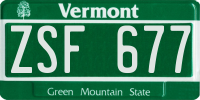 VT license plate ZSF677